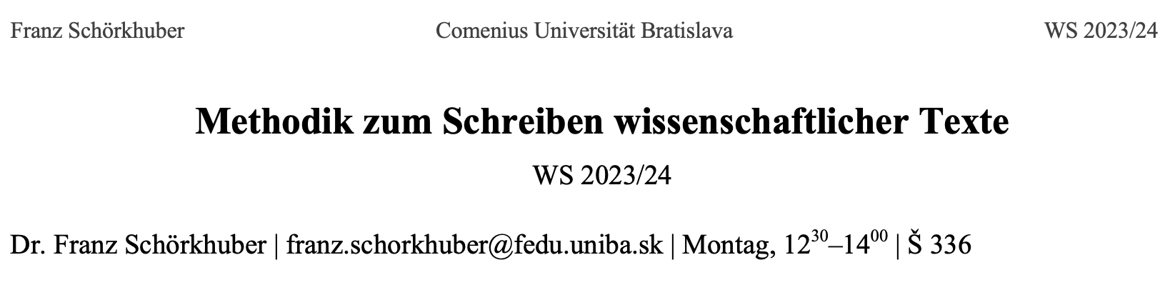 2023/2024 Methodik zum Schreiben wissenschaftlicher Texte - Schörkhuber